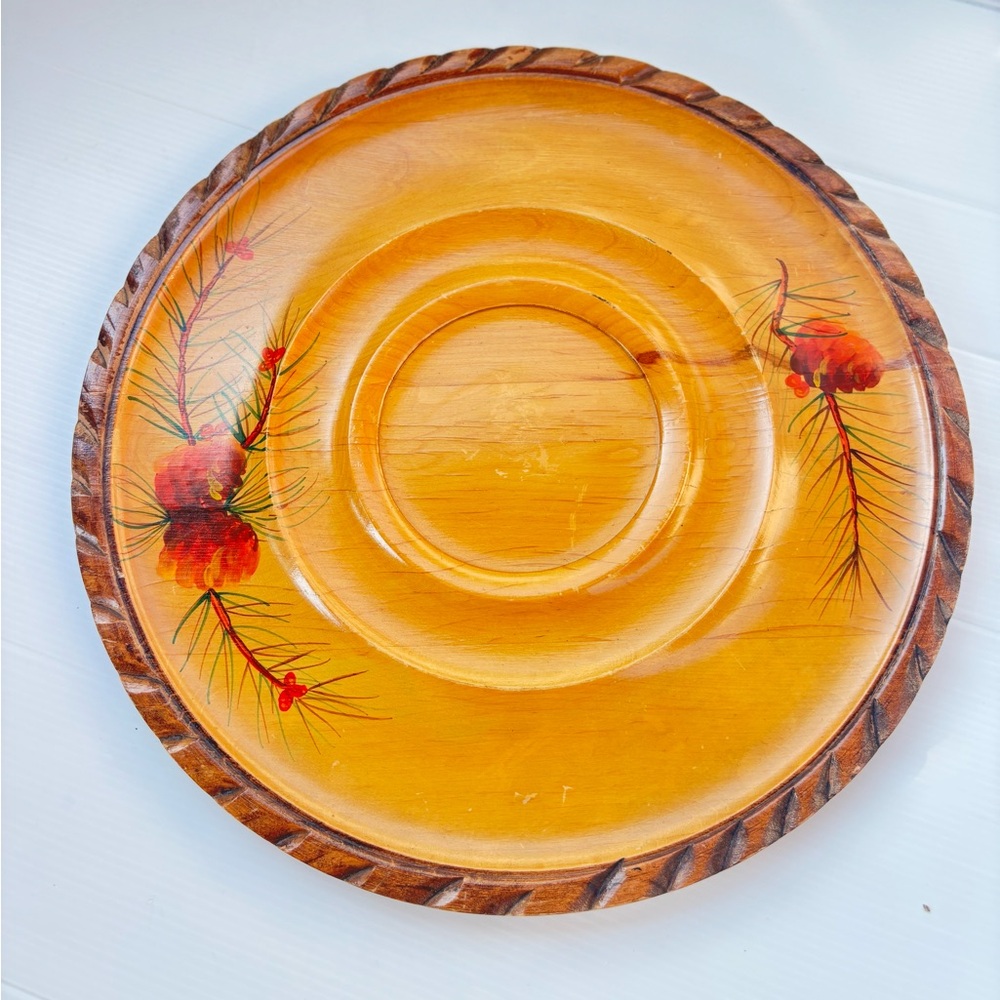 Alderwood Hand Painted Pinecone Tray Rustic Decor